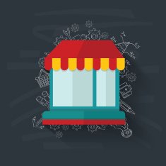 Shop on blackboard background vector