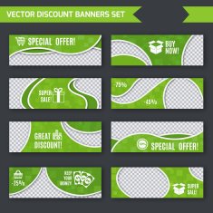 Discount banners green set