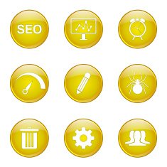 SEO Internet Sign Yellow Vector Button Icon Design Set 8 N8