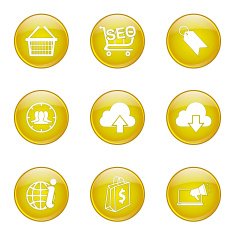 SEO Internet Sign Yellow Vector Button Icon Design Set 7 N8