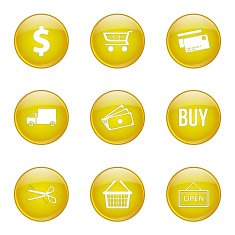 Shopping Sign Yellow Vector Button Icon Design Set N7