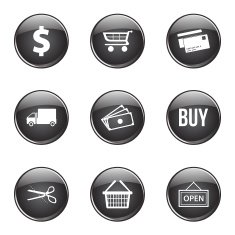 Shopping Sign Black Vector Button Icon Design Set N7