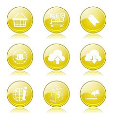 SEO Internet Sign Yellow Vector Button Icon Design Set 7 N9
