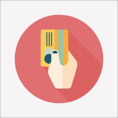 shopping credit card flat icon with long shadow eps10 N12