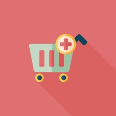 shopping cart flat icon with long shadow eps10 N67