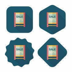 shopping sale sign flag flat icon with long shadow eps10 N44