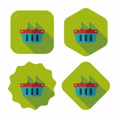 shopping basket flat icon with long shadow eps10 N34