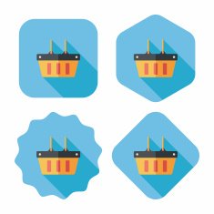 shopping basket flat icon with long shadow eps10 N35