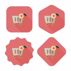 shopping cart flat icon with long shadow eps10 N73