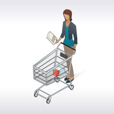 Woman With Shopping Cart Illustration