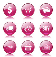 Shopping Sign Pink Vector Button Icon Design Set N10