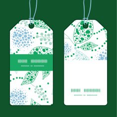 Vector abstract blue and green leaves vertical stripe frame pattern N2