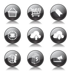 SEO Internet Sign Black Vector Button Icon Design Set 7 N10