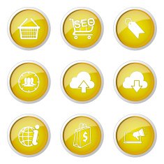 SEO Internet Sign Yellow Vector Button Icon Design Set 7 N10