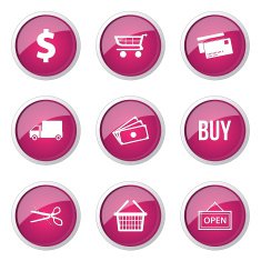 Shopping Sign Pink Vector Button Icon Design Set N11