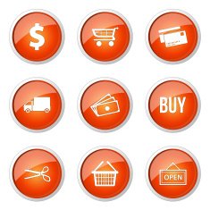 Shopping Sign Orange Vector Button Icon Design Set N10