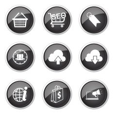 SEO Internet Sign Black Vector Button Icon Design Set 7 N11