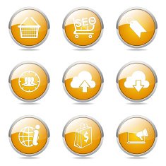 SEO Internet Sign Yellow Vector Button Icon Design Set 7 N11