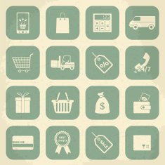 Retro shopping icons Vector illustration