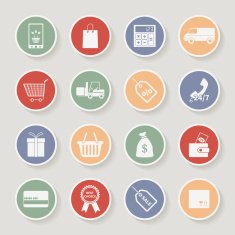 Round shopping icons Vector illustration
