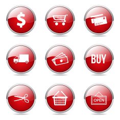 Shopping Sign Red Vector Button Icon Design Set N10