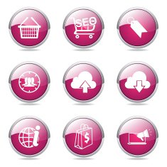 SEO Internet Sign Pink Vector Button Icon Design Set 7 N10