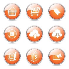 SEO Internet Sign Orange Vector Button Icon Design Set 7 N11