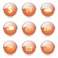 Shopping Sign Orange Vector Button Icon Design Set N11
