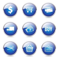 Shopping Sign Blue Vector Button Icon Design Set N10