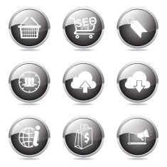SEO Internet Sign Black Vector Button Icon Design Set 7 N12