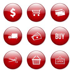 Shopping Sign Red Vector Button Icon Design Set N11