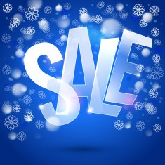 Winter sale blue typography symbol