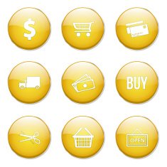 Shopping Sign Yellow Vector Button Icon Design Set N11