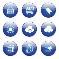 SEO Internet Sign Blue Vector Button Icon Design Set 7 N12