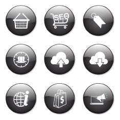 SEO Internet Sign Black Vector Button Icon Design Set 7 N13