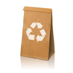 Blank craft vector realistic paper packaging bag with recycle sign N3