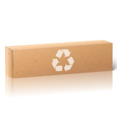 Realistic white blank paper craft package box with recycle sign