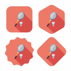 badminton racket and ball flat icon with long shadow eps10 N8