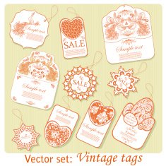 Set of ten vintage tags