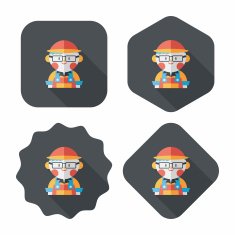 Coffee shop clerk flat icon with long shadow eps10 N17