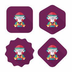 Coffee shop clerk flat icon with long shadow eps10 N18