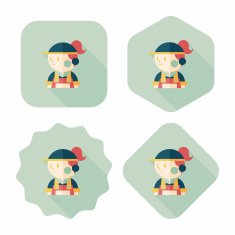 Coffee shop clerk flat icon with long shadow eps10 N21