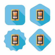 cell phone online shopping flat icon with long shadow eps10 N18
