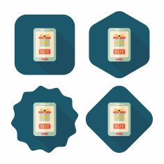 cell phone online shopping flat icon with long shadow eps10 N20