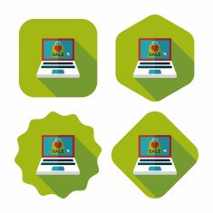online shopping flat icon with long shadow eps10 N55
