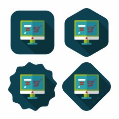 online shopping flat icon with long shadow eps10 N59