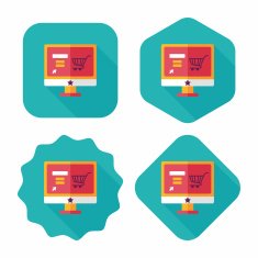 online shopping flat icon with long shadow eps10 N61