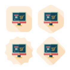 online shopping flat icon with long shadow eps10 N62