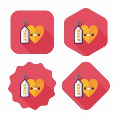 Valentine's Day SALE flat icon with long shadow eps10 N59