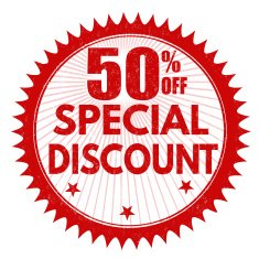 Special discount 50 off stamp